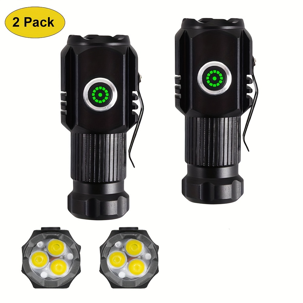 2 Pack) Linternas LED Portátiles Impermeables Con Zoom De 2000Lm Con 5  Modos