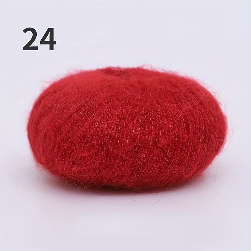 26g/Roll Soft Angora Mohair Yarn Wool Knitting Yarn for Clothes Scarves Sweater Shawl Hats and Craft Projects Include A Crochet(Bright)