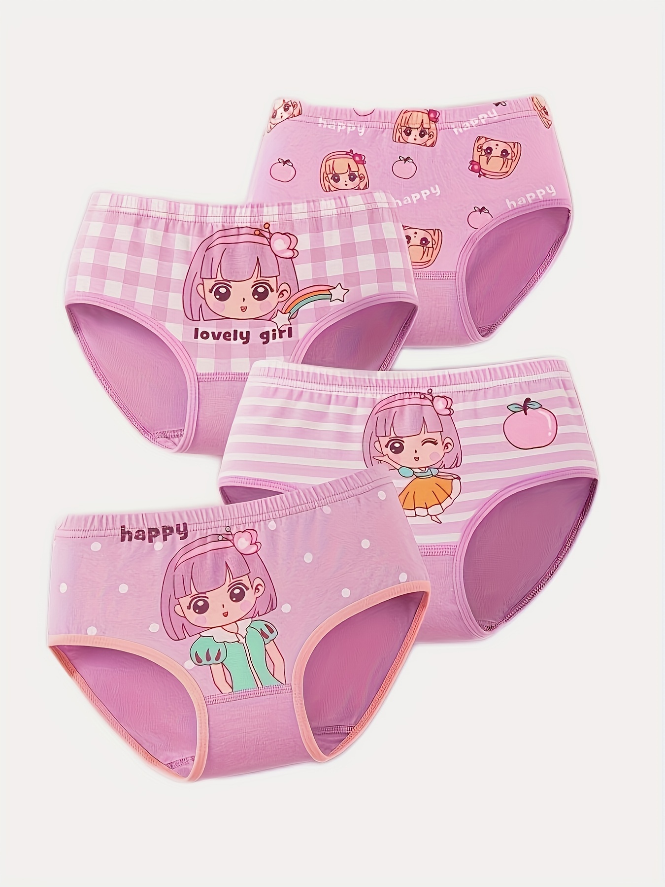 NBMART  Pinkfong Cute Women's Triangle 5-Piece Cotton Briefs Girls'  Leisure Panties Set