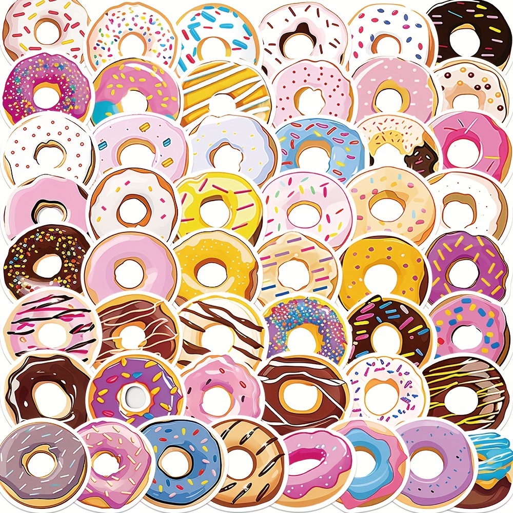 50pcs Cartoon Donut Graffiti Stickers for Water Bottles, Computers