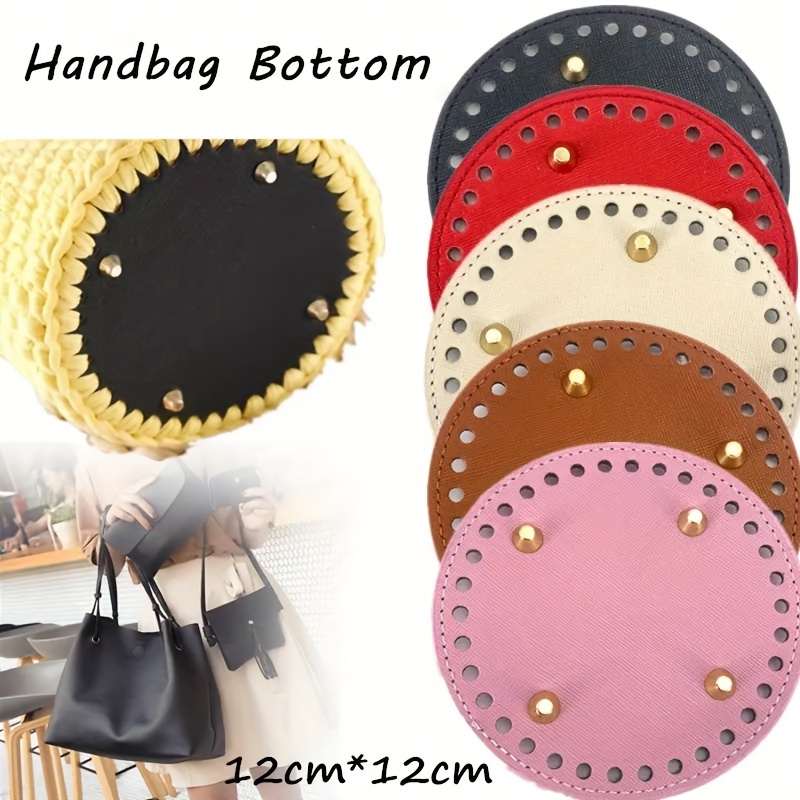 Pu Leather Bag Bottom Diy Handmade Oval Round Bottom Woven - Temu