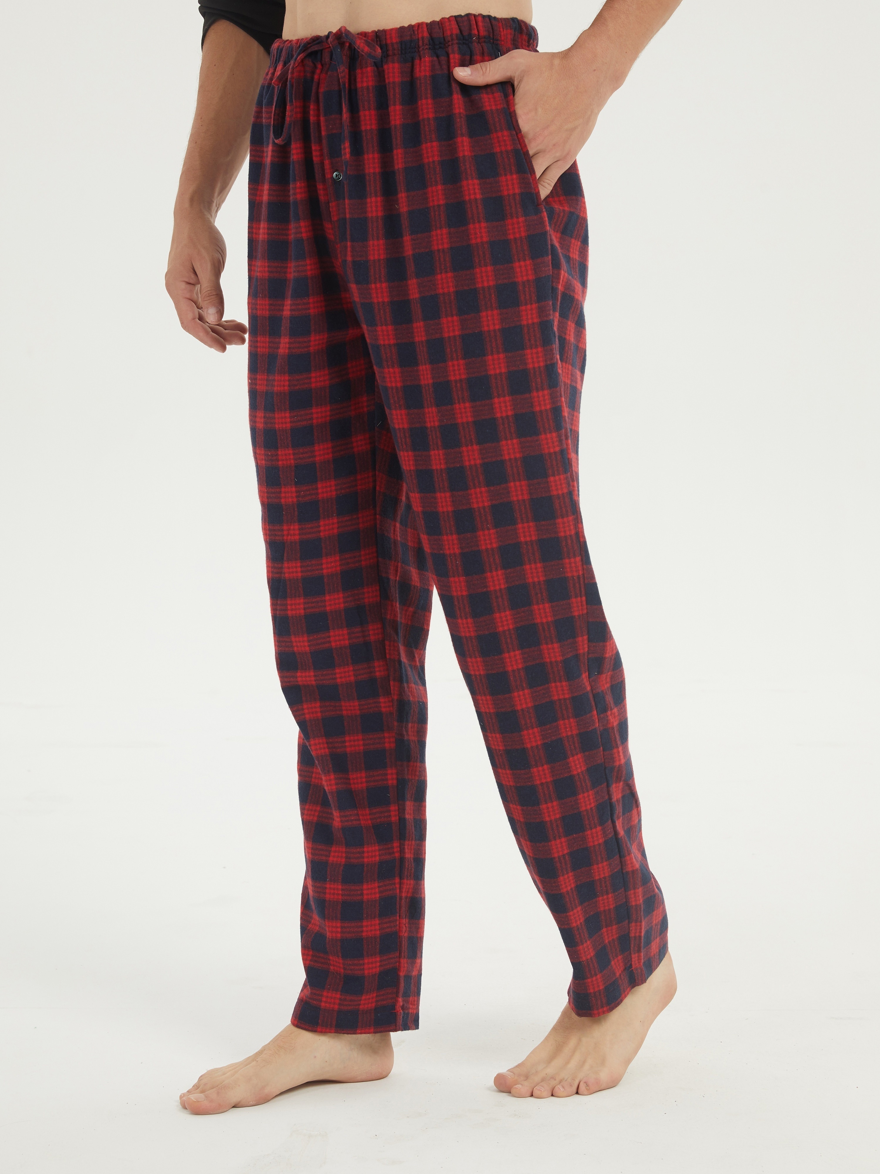 Men's Flannel Pajamas Pants Set Cotton Plaid Pjs Bottoms - Temu Canada