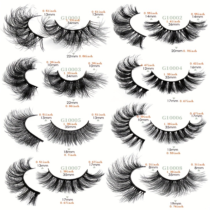 Faux Mink False Eyelashes Fluffy Thick Curling Lashes 10 Pairs