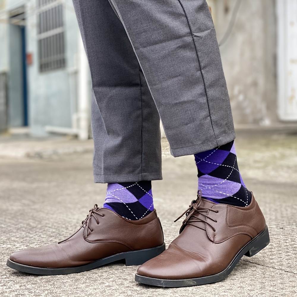 Calcetines de vestir de algodón para hombres: calcetines casuales para  hombre con patrón de equipo de negocios para regalo 6 pares