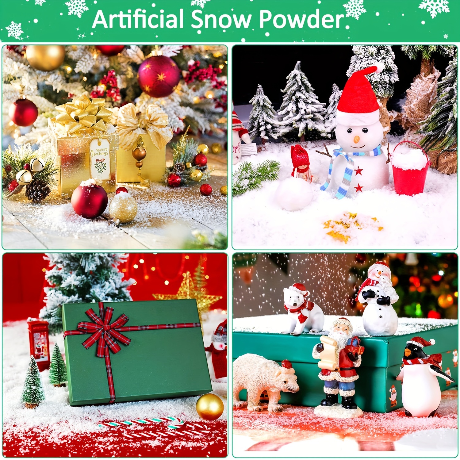 Christmas Fake Snow Powder Artificial Plastic Snow Powder Christmas Tree  Decor Crafts Village Winter Displays Party Supplies