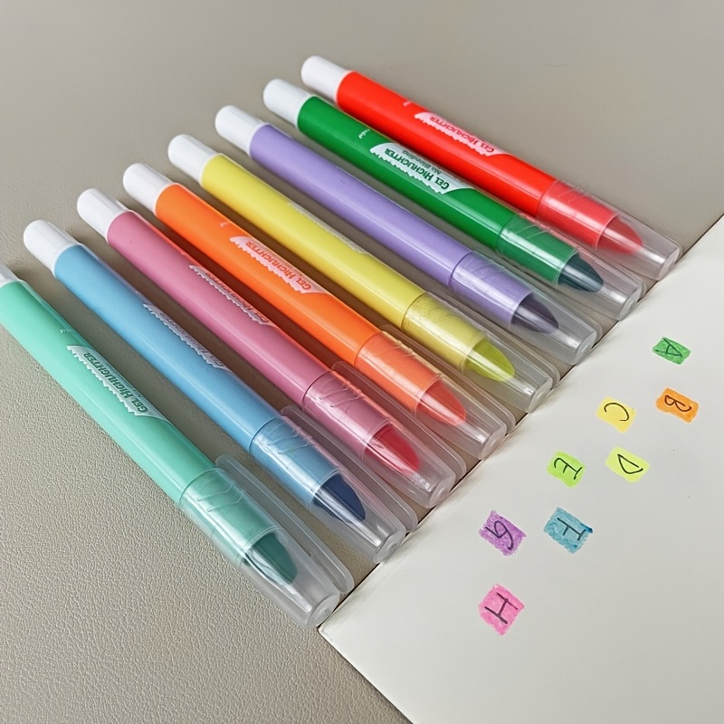 8pcs Neon Bright Gel Highlighter Pens No Bleed Through, No Smear, For  Journaling, Study