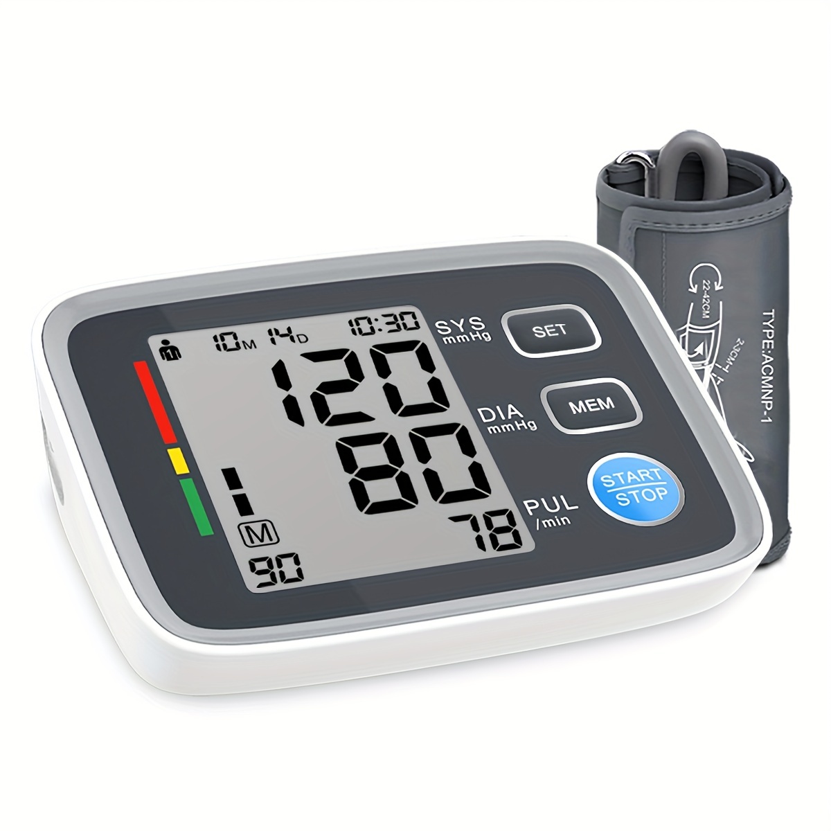 Blood Pressure Cuff, Rechargable Upper Arm Blood Pressure Monitor BP Machine, Accurate Blood Pressure Machine Kit, Pulse Rate Monitor for Home Use