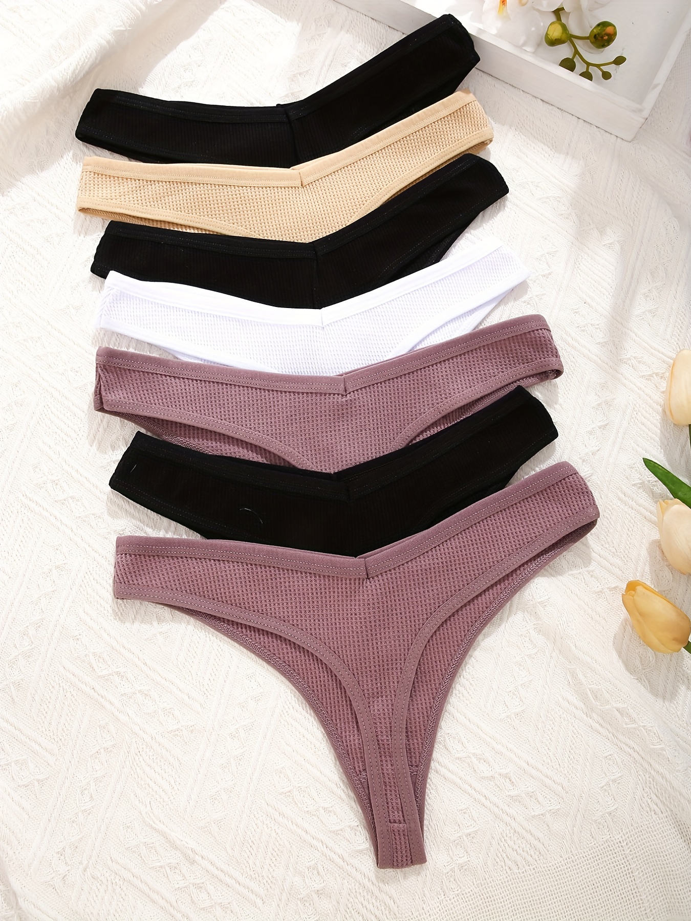 Thongs Women Cotton Underwear V String Breathable Stretch - Temu