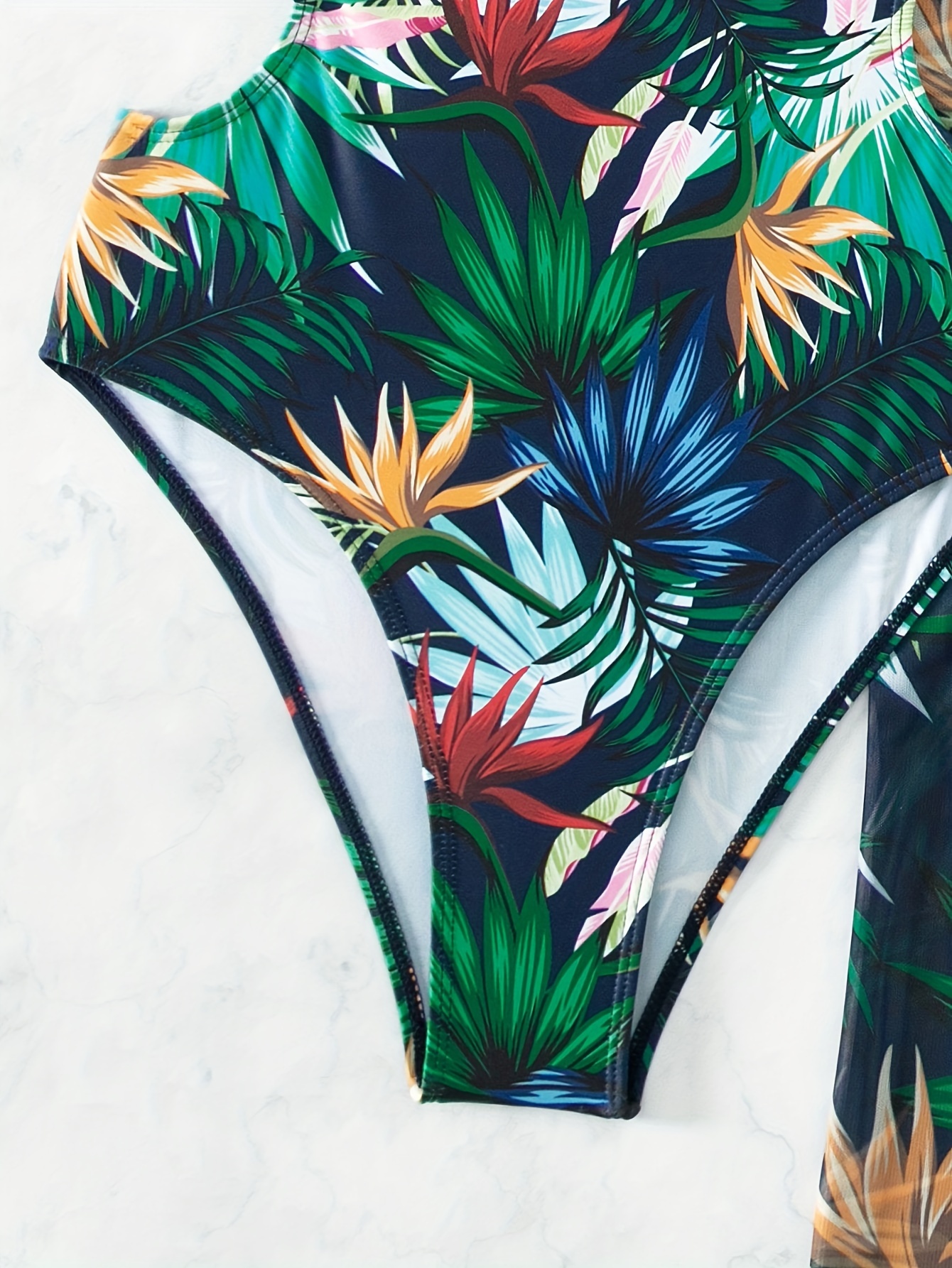 Tropical Print High Stretch Sun Protection Trendy Swimsuits - Temu Canada