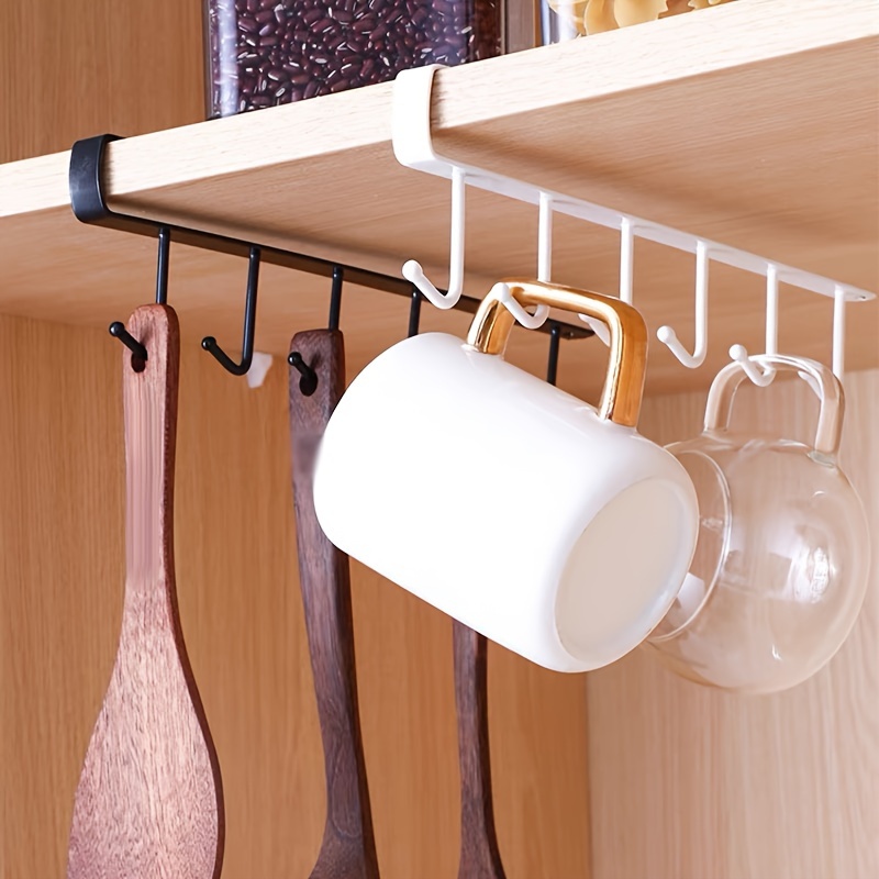 Kitchen Cup Storage Rack With 12 Hooks Under Cabinet Hanging - Temu