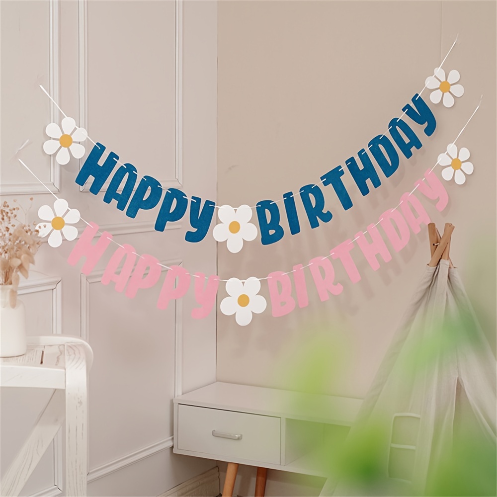 Thaway Birthday Decorations Party Supplies Colorful Birthday Decorations Happy Birthday Banner Pom Poms Flowers Garland Hanging