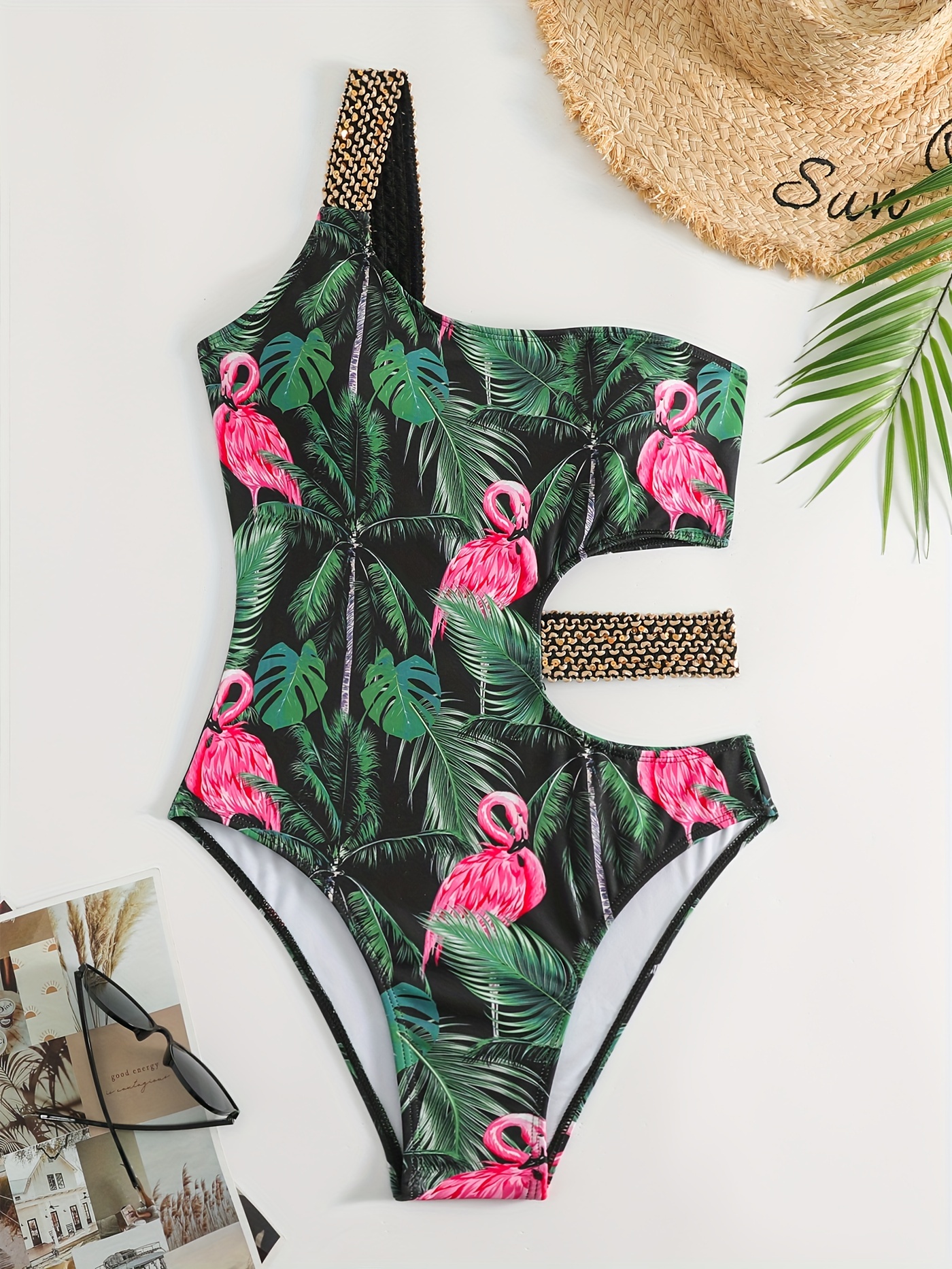 Pink palm clearance leaf bathing suit