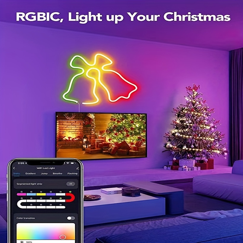 Smart Life WiFi RGBIC Christmas Lights Strip Holiday Decor