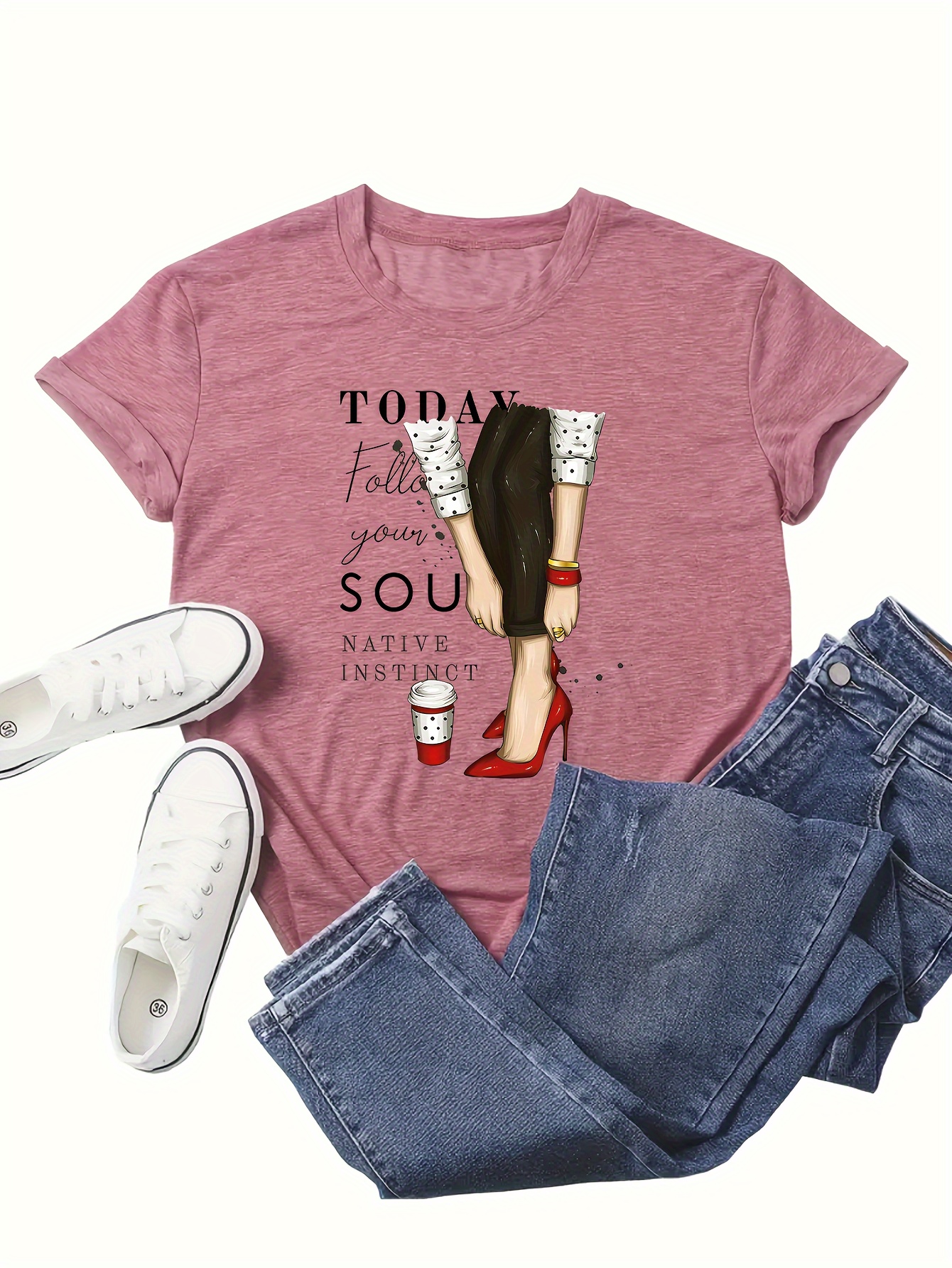 Chic Witch Letter Print T Shirt Short Sleeve Crew Neck Top For Women Perfect Casual Style For Summer Spring