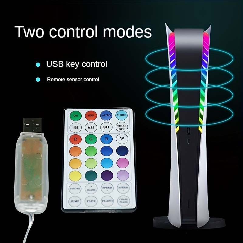 Tira de luz LED para consola PS5/PS5 Slim, 358 modos de bricolaje, 7  colores RGB para PS5, kit de tira de luces LED RGB, accesorios de  decoración para