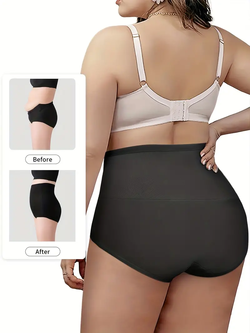 Plus Size Casual Panty Women's Plus Colorblock High - Temu