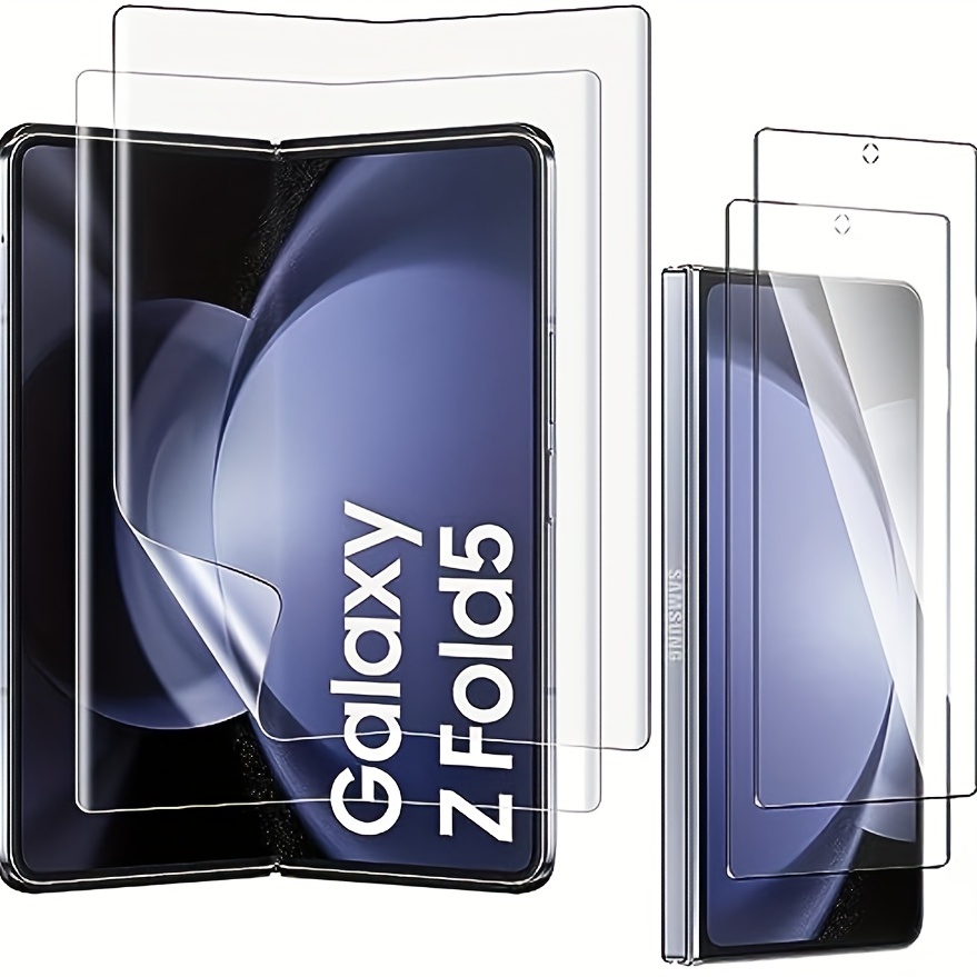 

[2+2 Packs] Screen Protector For Samsung Galaxy Z Fold 5 5g, 2 Packs Front Tempered Glass Screen Protector + 2 Packs Inside Tpu Screen Protector, Easy To Install, No Bubble