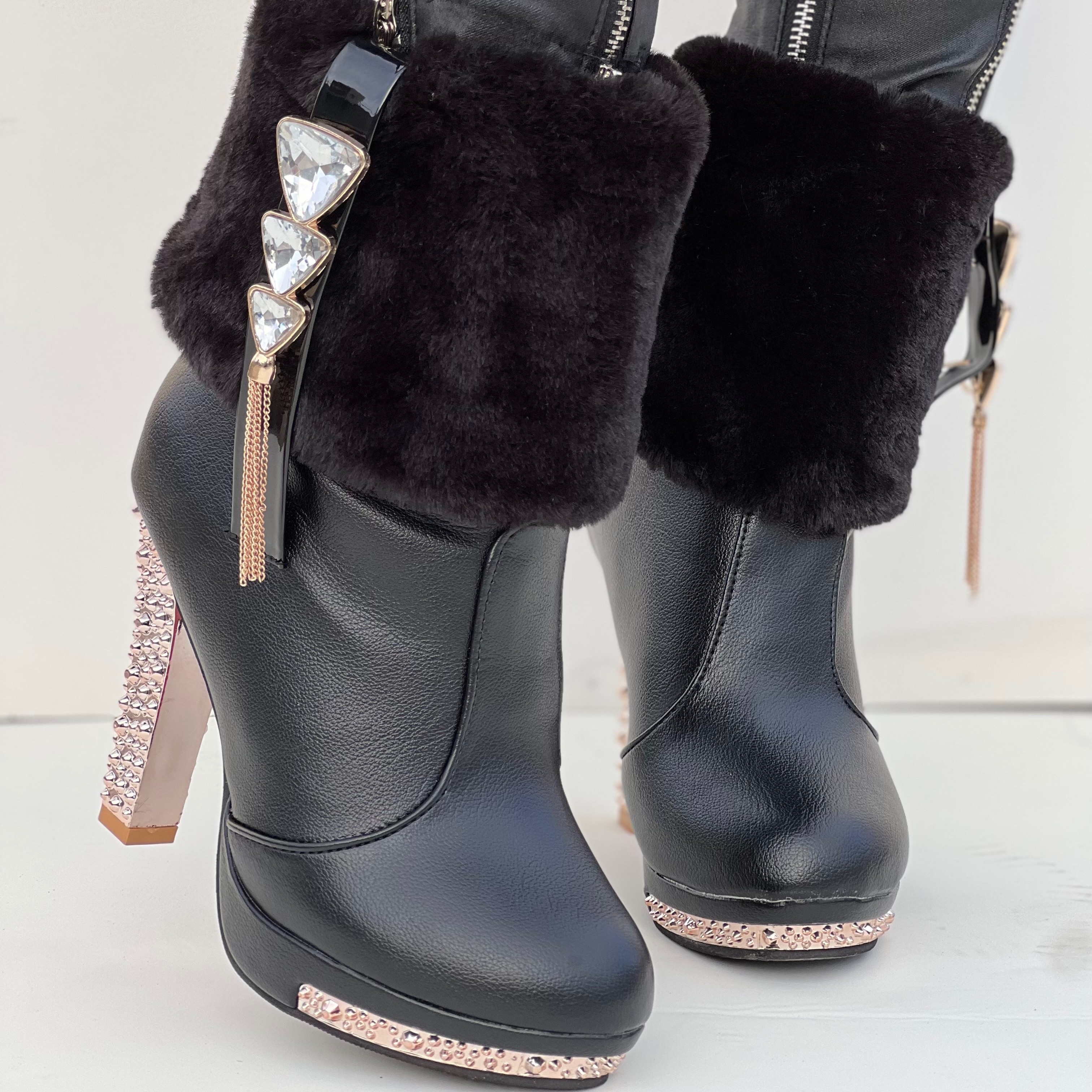 rhinestone winter boots