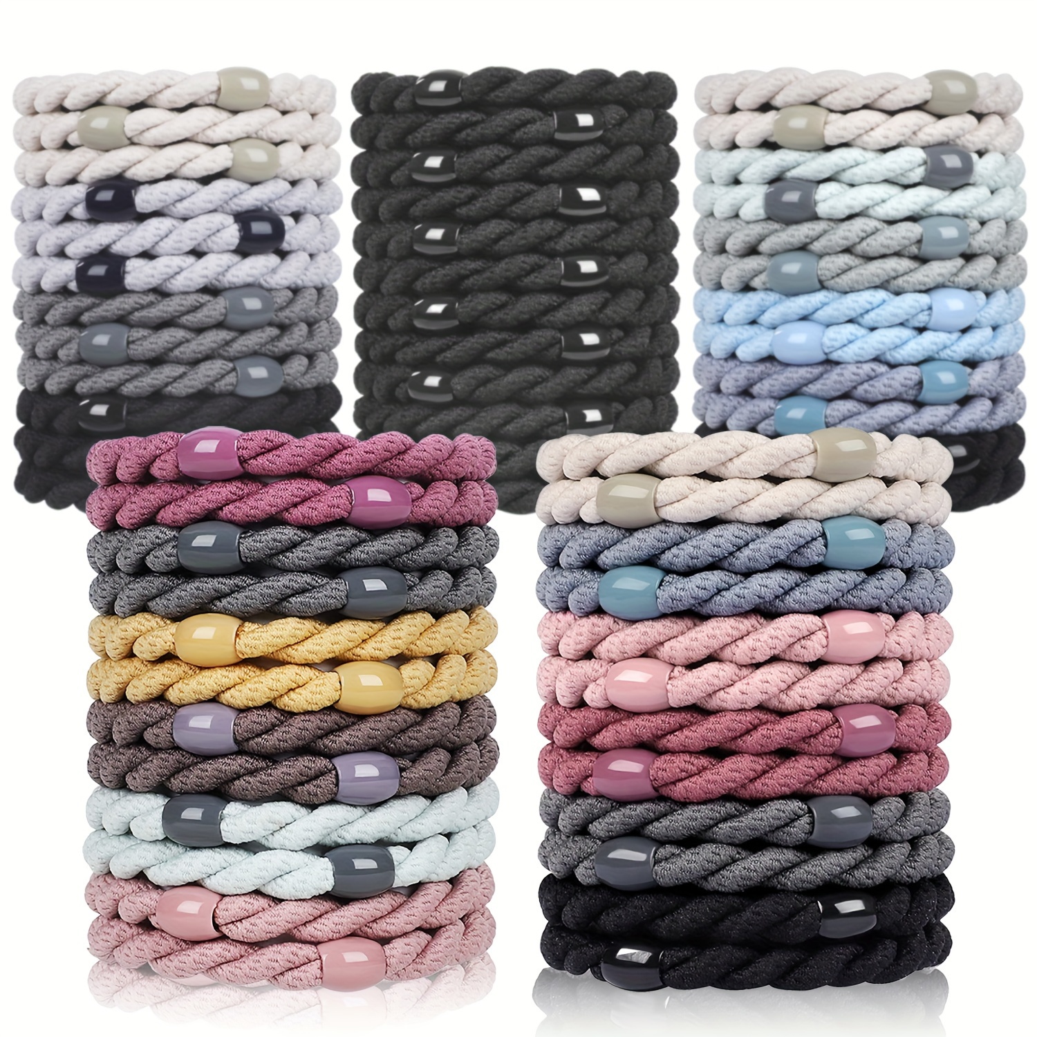 

12pcs Elegant & Simple Hair Ties For Women - Soft, No-damage Knit Ponytail Holders In Assorted Colors, Ideal For Or Curly Hair, Metal