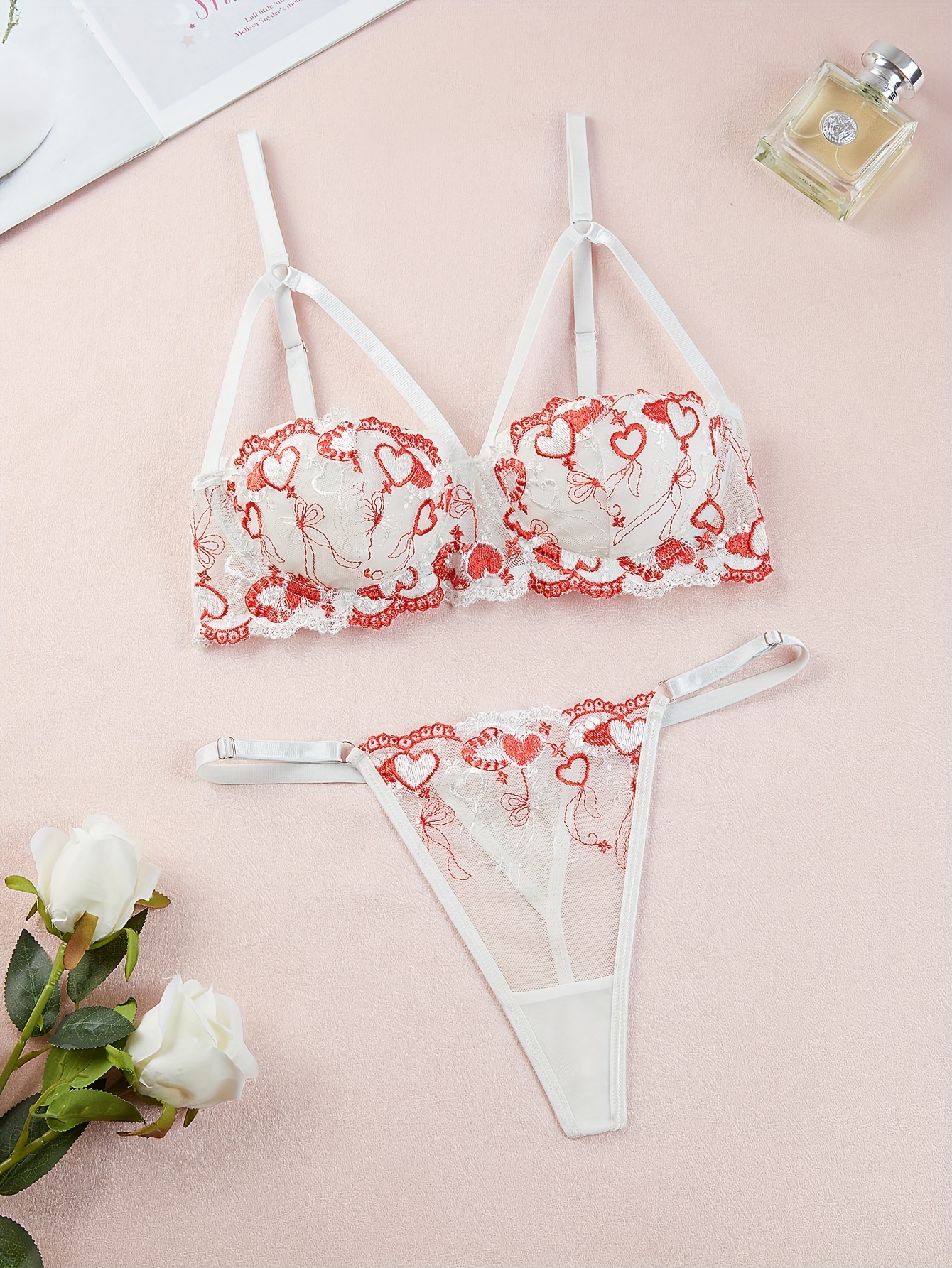 Red Lingerie Set,open Cup Bra,bra and Panty Set,sexy Bra,sheer Open Lingerie  Harness,see Through Lingerie,rhinestone Lingerie,kinky Lingerie 