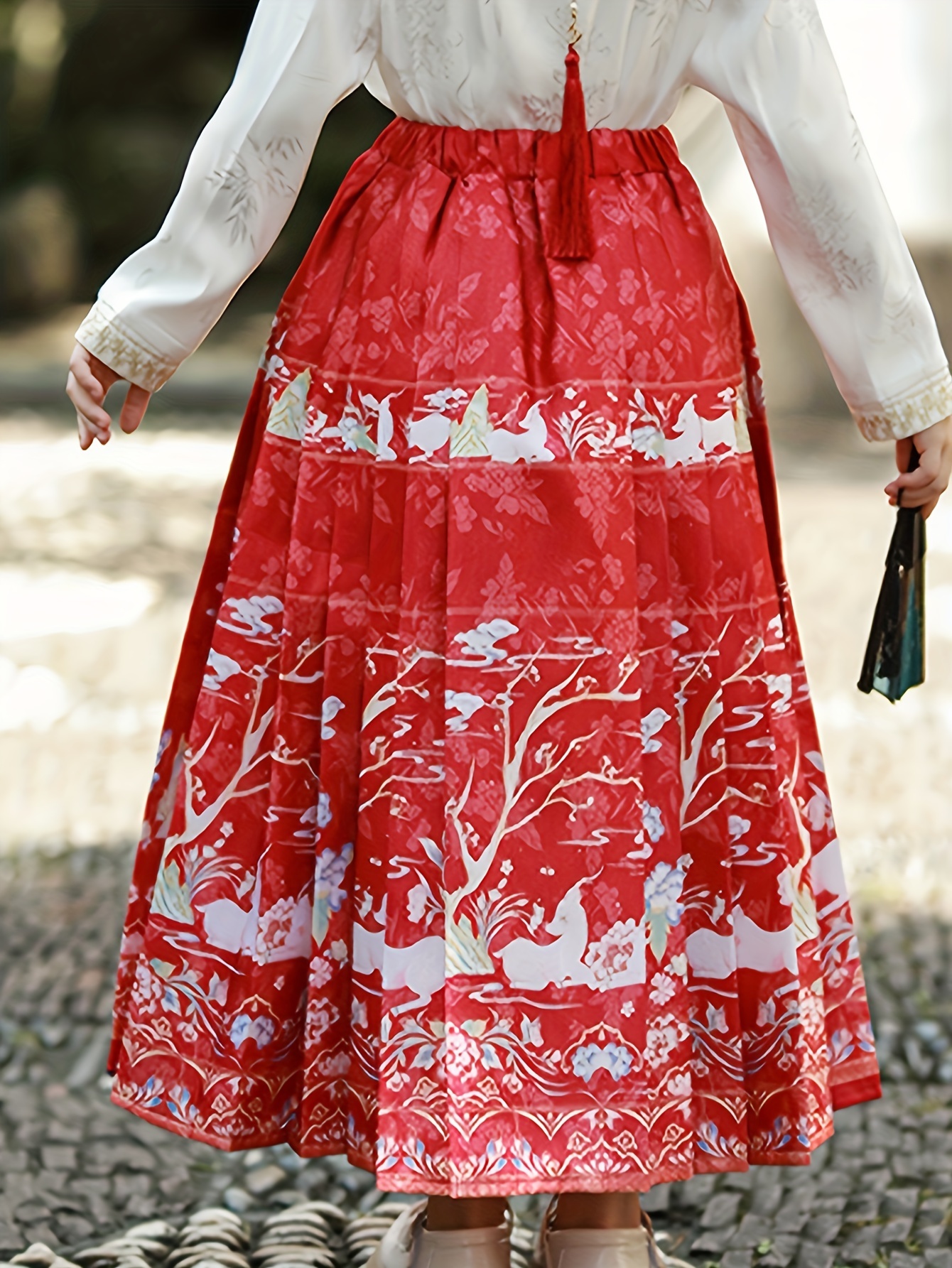 Trendy Chinese Vintage Style 2pc Hanfu Dress Girls Shirt + Dress Kids Clothes For Party Gift Halloween Christmas New Year Spring Fall