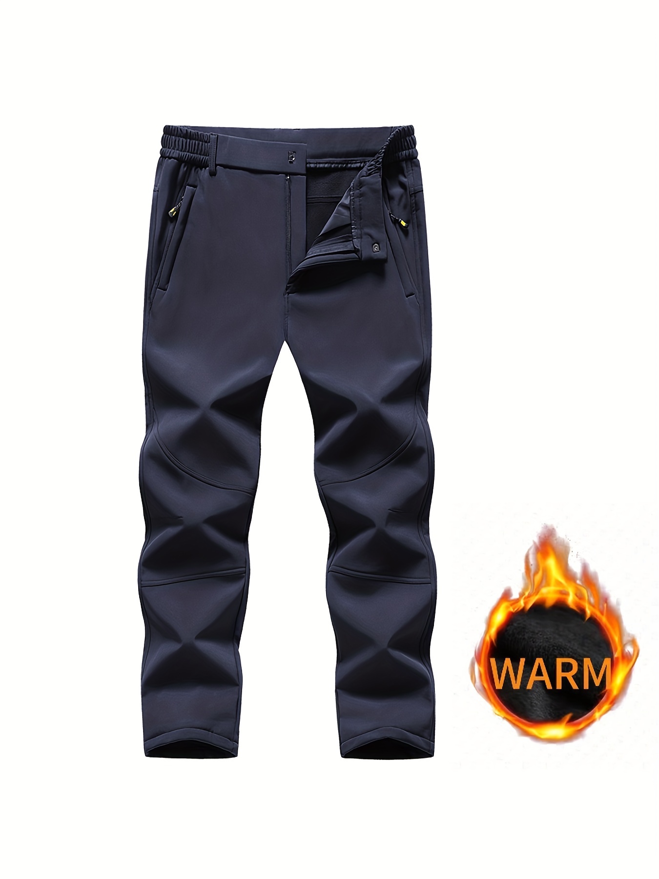 Warm Fleece Quick Drying Windbreaker Pants, Men's Casual Medium Stretch  Sport Pants For Fall Winter Outdoor Hiking Camping