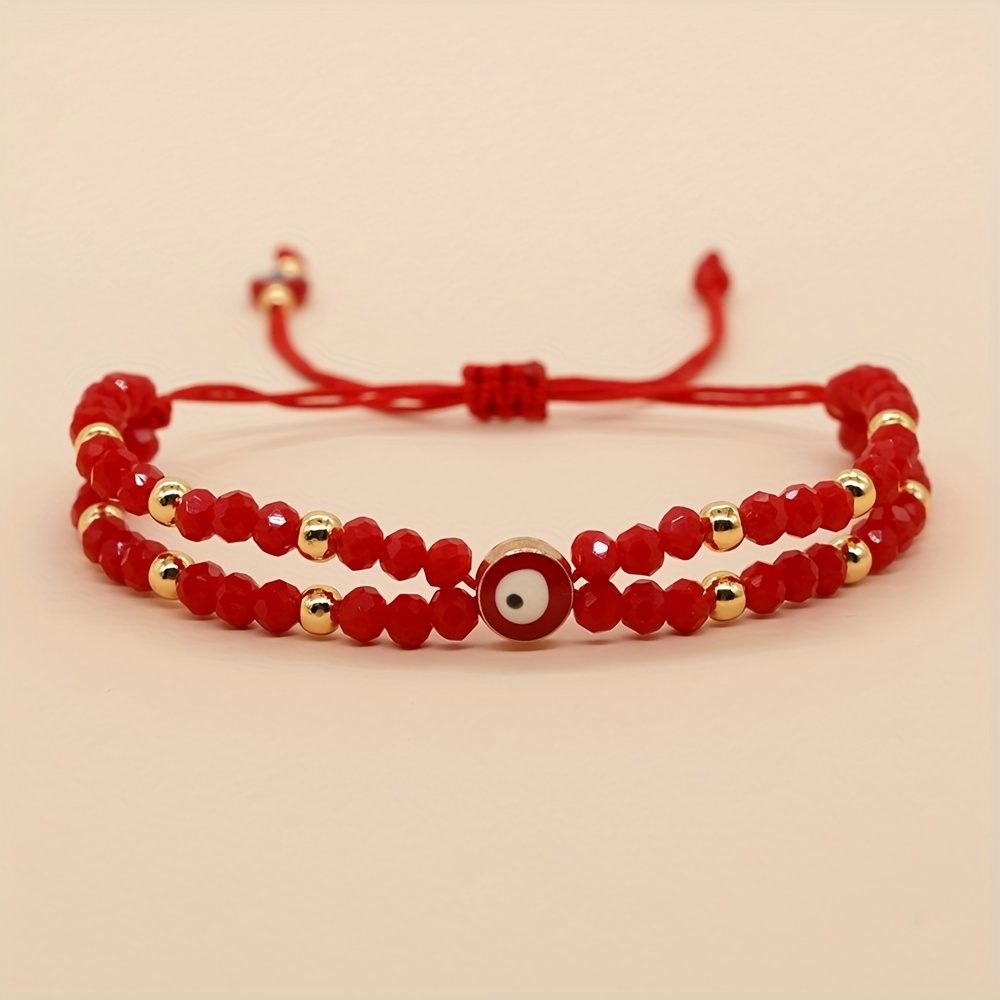 

Delicate Red Rope Beads Beaded Bracelet Handmade Adjustable Evil Eye Bracelet Lucky Red Hand Rope For New Year