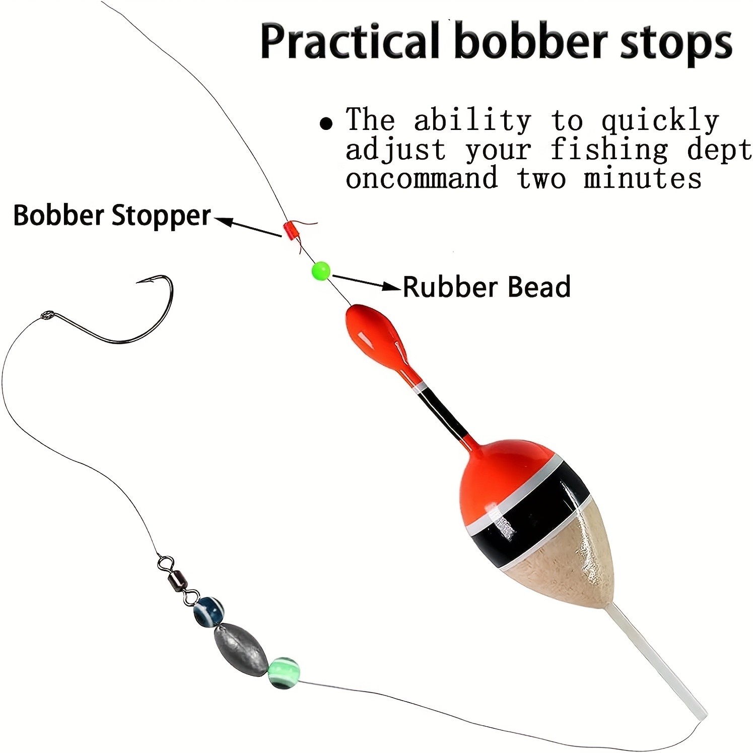 300pcs Fishing Floats Slip Bobber Stopper Beads Kit Float Stops