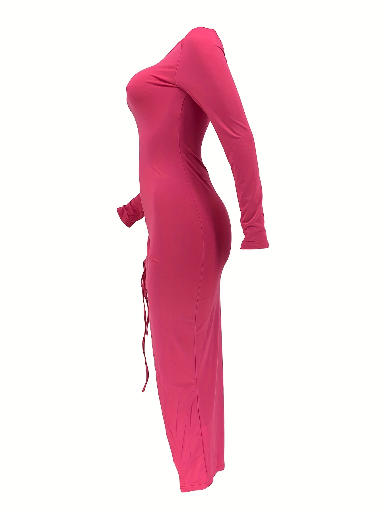 New-design Solid Split Thigh Bodycon Dress (Color : Hot Pink, Size : XL) :  Buy Online at Best Price in KSA - Souq is now : Fashion