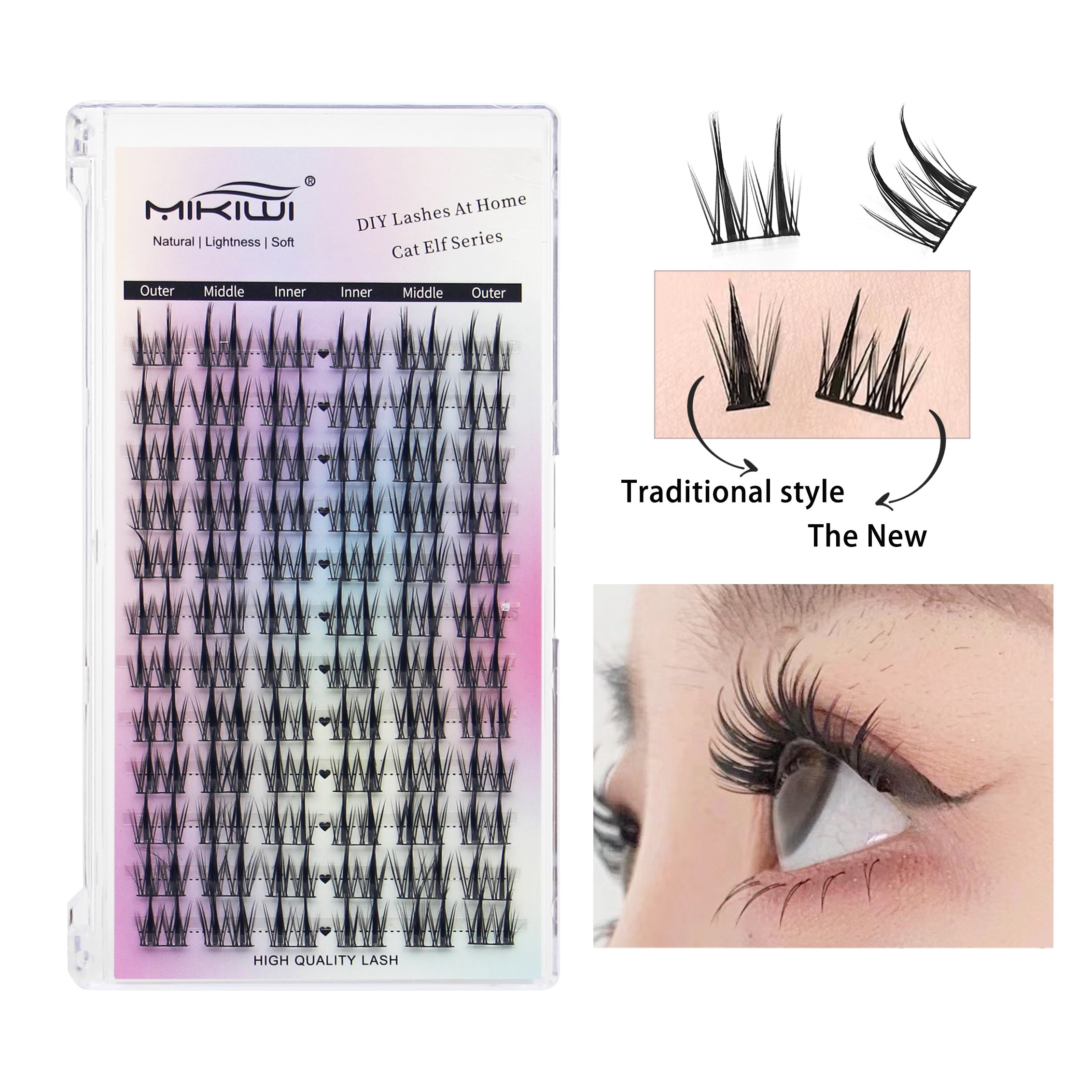 Cat Eye Lashes Natural Diy Kit Extensiones Pestañas Pestañas - Temu