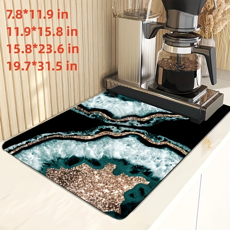 Marble Style Dish Drying Mat, Color Contrast Rubber Draining Mat, Non-slip Super  Absorbent Wear-resistant Coffee Machine Mat, Placemat For Countertop Dining  Patio Table Decorations, Home Kitchen Supplies - Temu