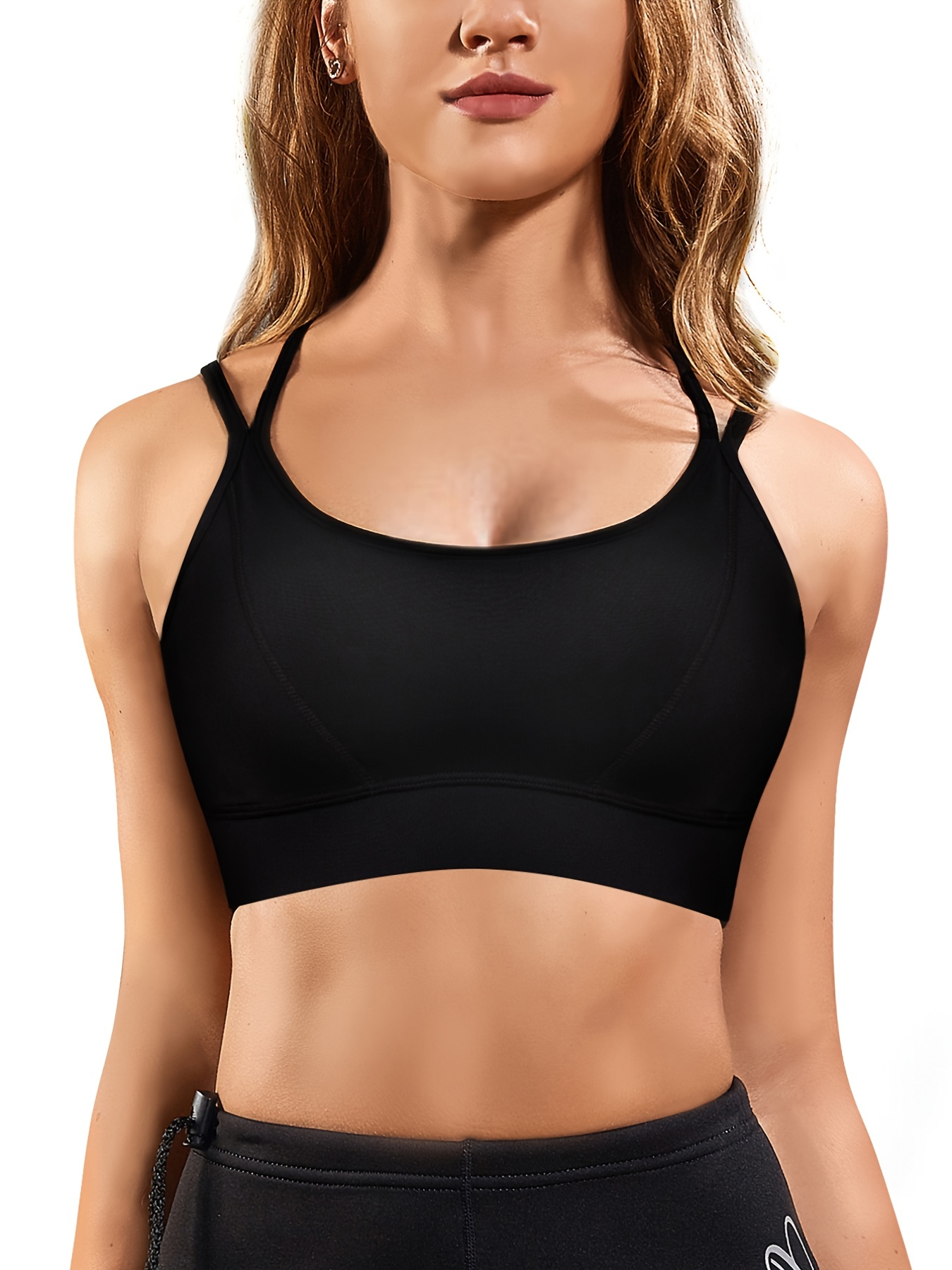 Sexy Backless Cross Strap Sports Bra Workout Solid Color - Temu