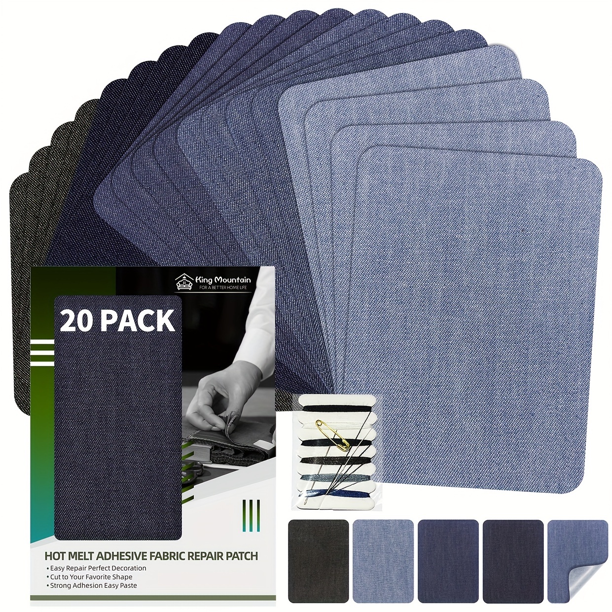 Johnson & Smith Parches para planchar – 20 piezas de parches para  reparación de ropa, mezclilla, jeans – 5 tonos – Parches adhesivos de tela  en 2