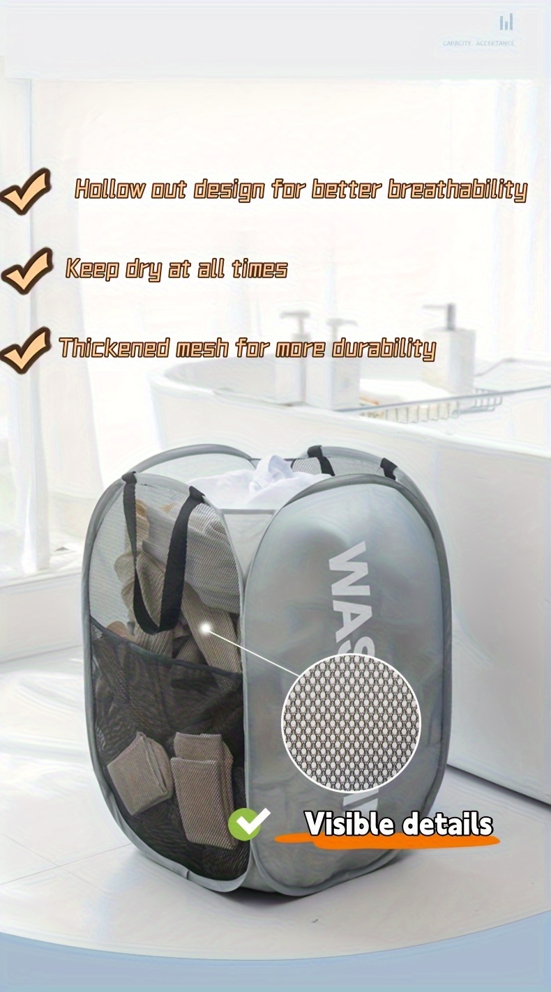 1pc contemporary gray foldable laundry basket with   print portable fabric dirty clothes and linen storage solution multi compartment rectangular for   room types laundry baskets details 5