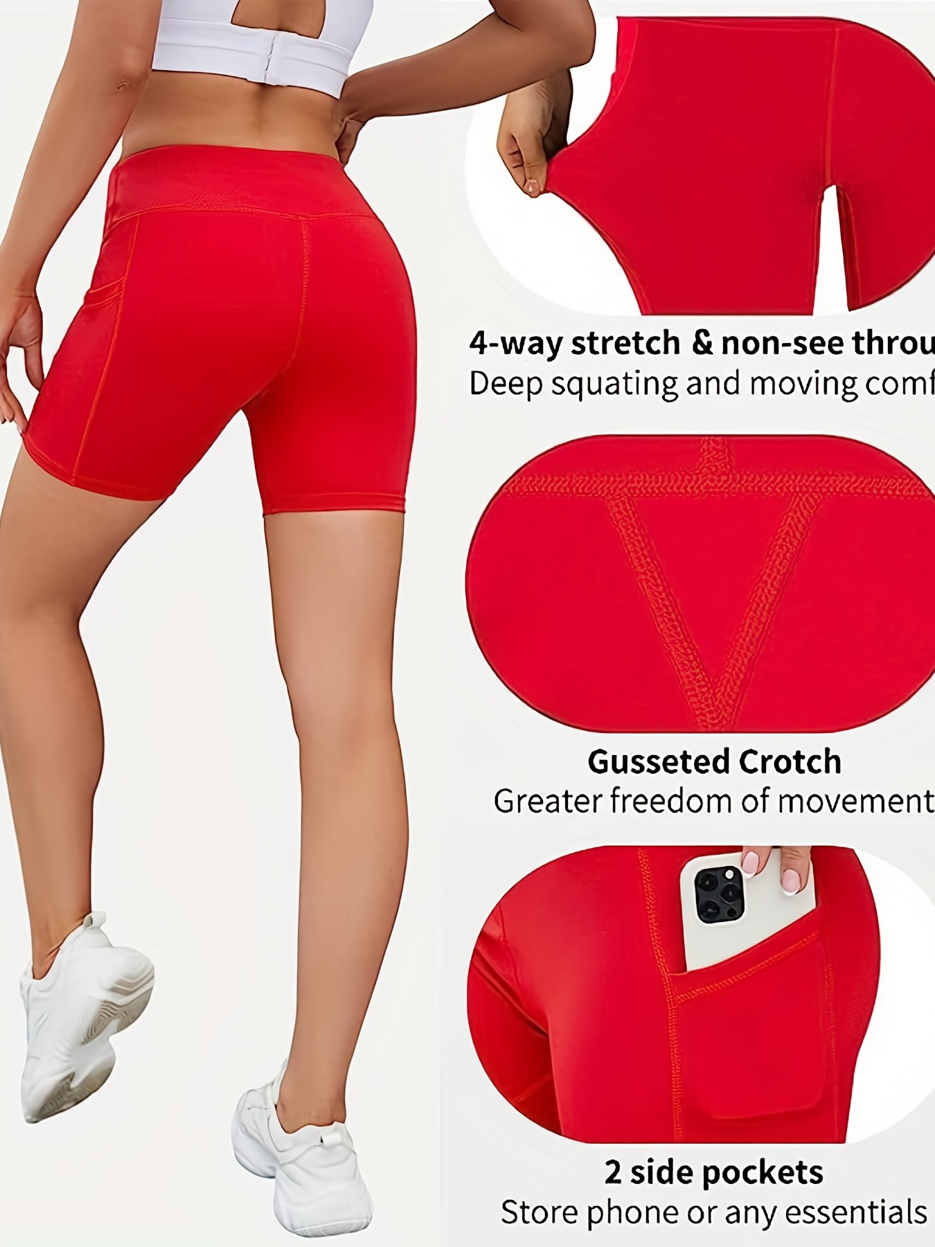 High Waist Pocket Yoga Shorts for Women Summer Buttock Lifting