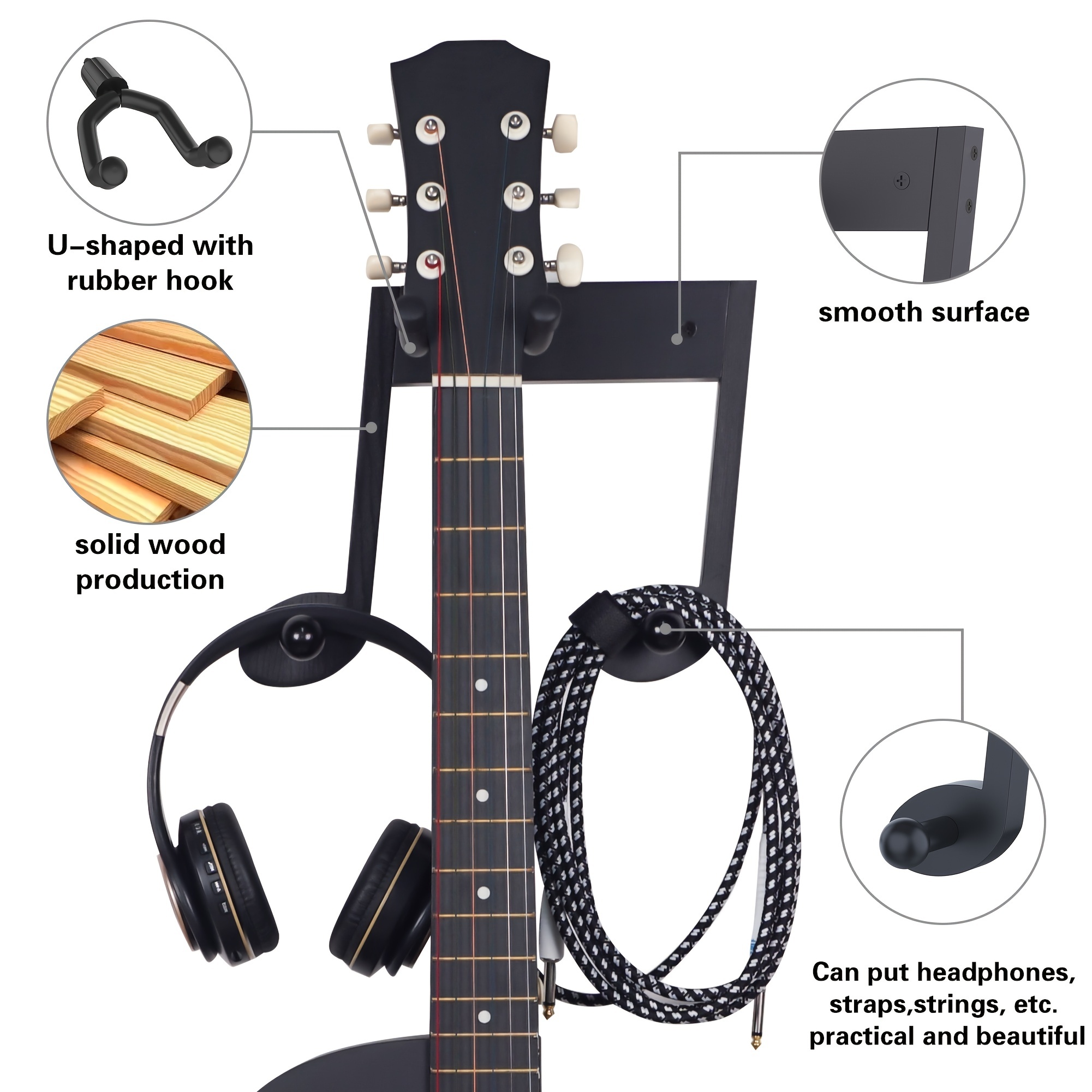 Support mural pour guitare crochet crochet titulaire Keeper verrouillage  automatique avec forme de guitare base en bois massif pour guitare  acoustique guitares basse Instrument 
