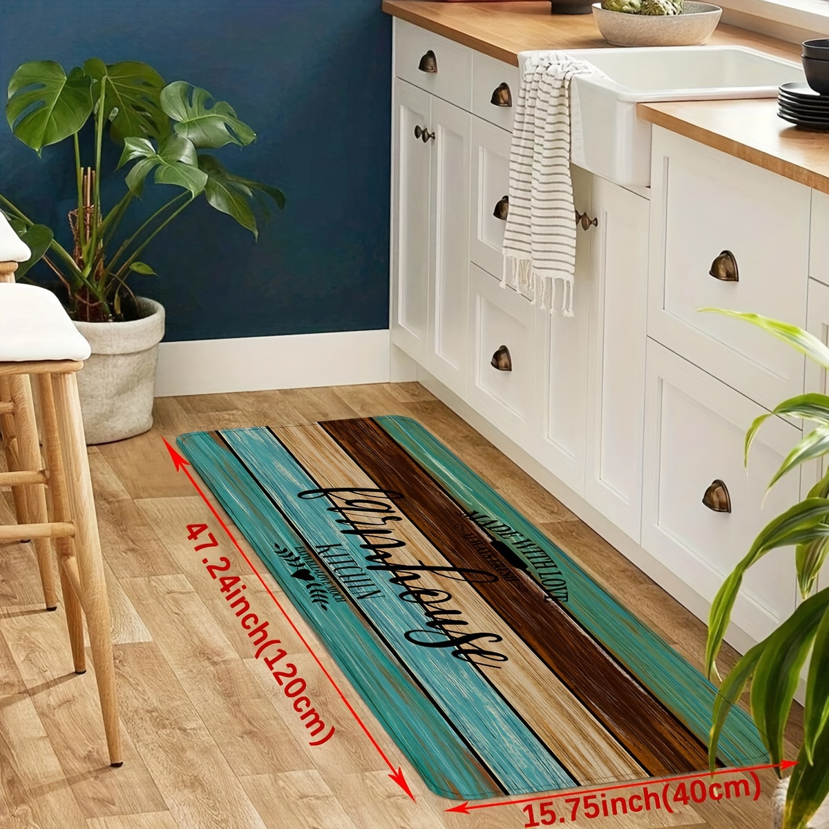 Imitation Wood Panel Kitchen Rugs, Vintage Absorbent Non Slip