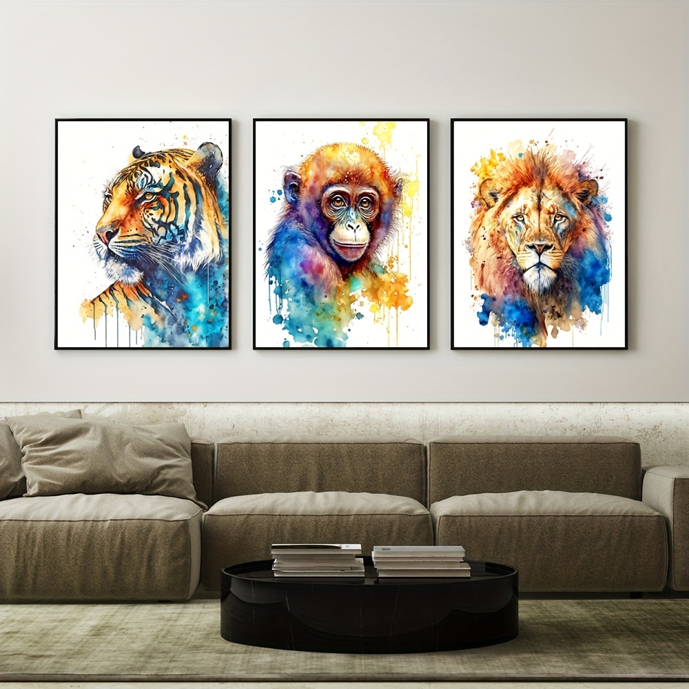 Home Decoration Canvas Safari Animals Watercolor Printable - Temu