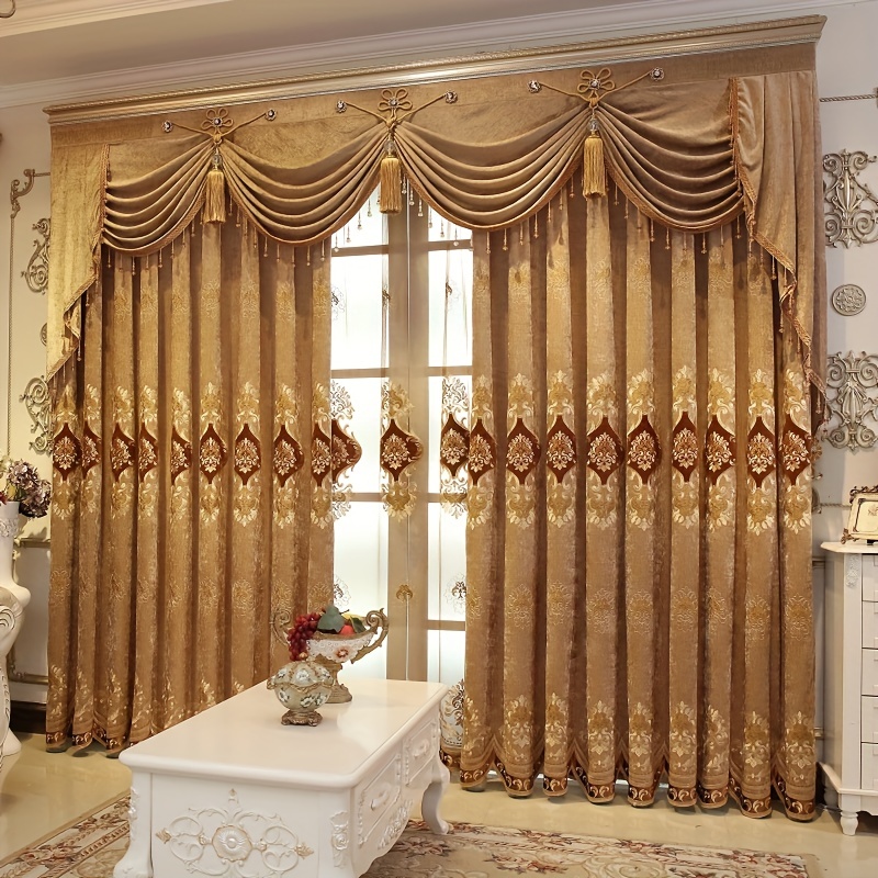 European Golden Royal Luxury Curtains for Bedroom Window Living Room: Price  drop