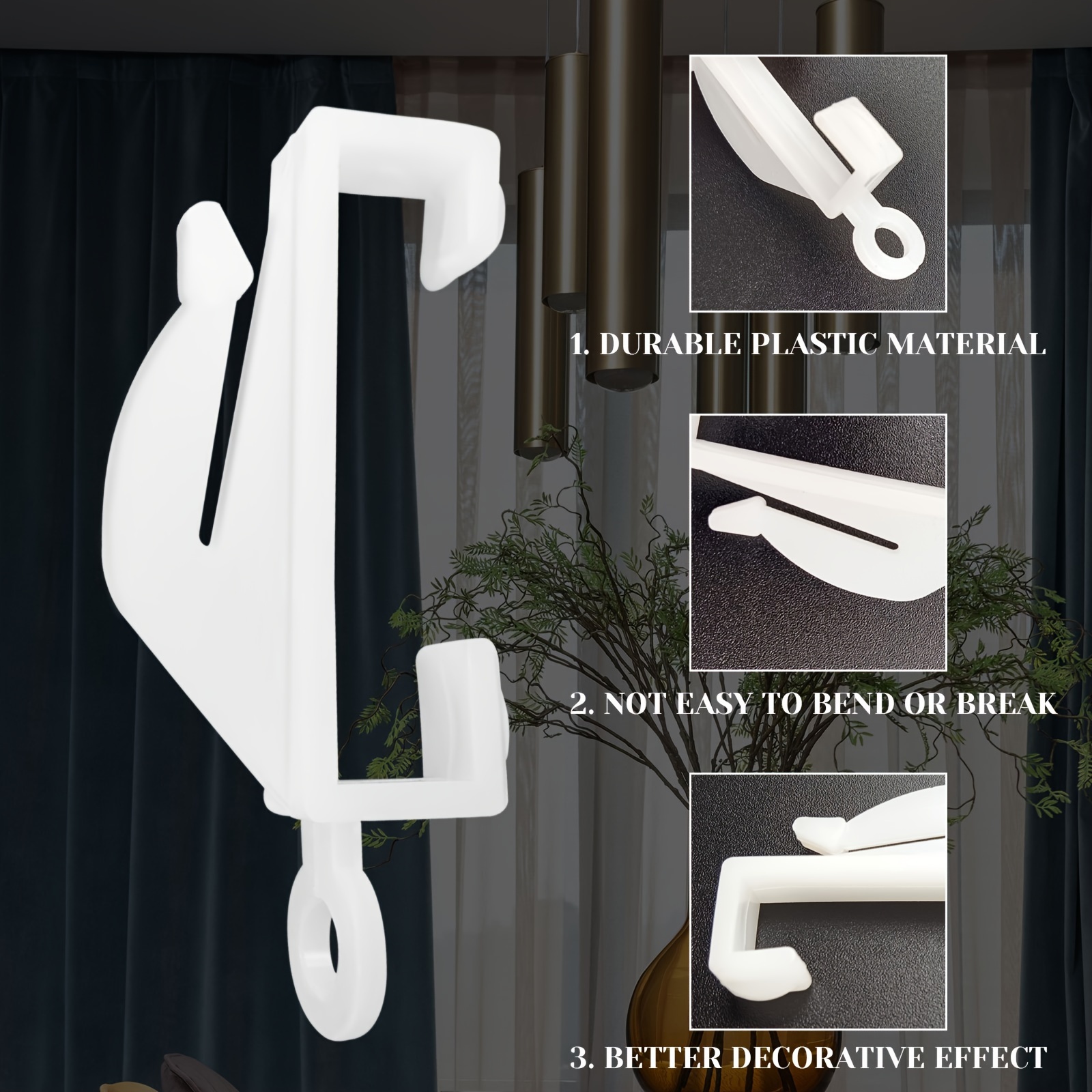 White Plastic Curtain Gliders Easy Installation Convenient - Temu