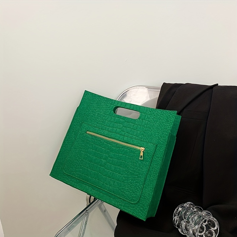 Crocodile Embossed Felt Handbag Women's Clutch Purse