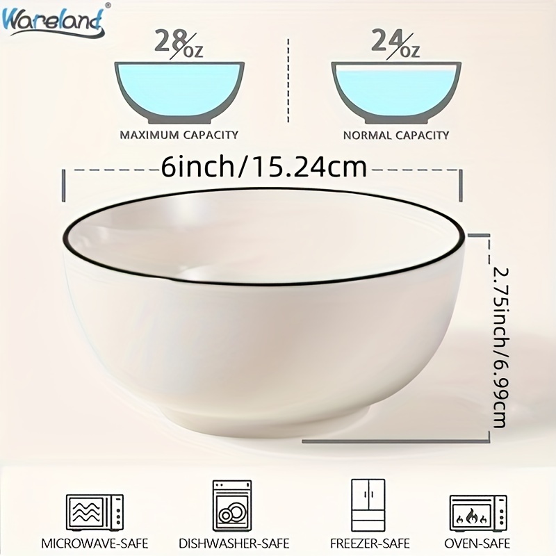 Soup Bowls Cereal Bowl 6 Inch 24 Oz Large Serving Bowls White Fine