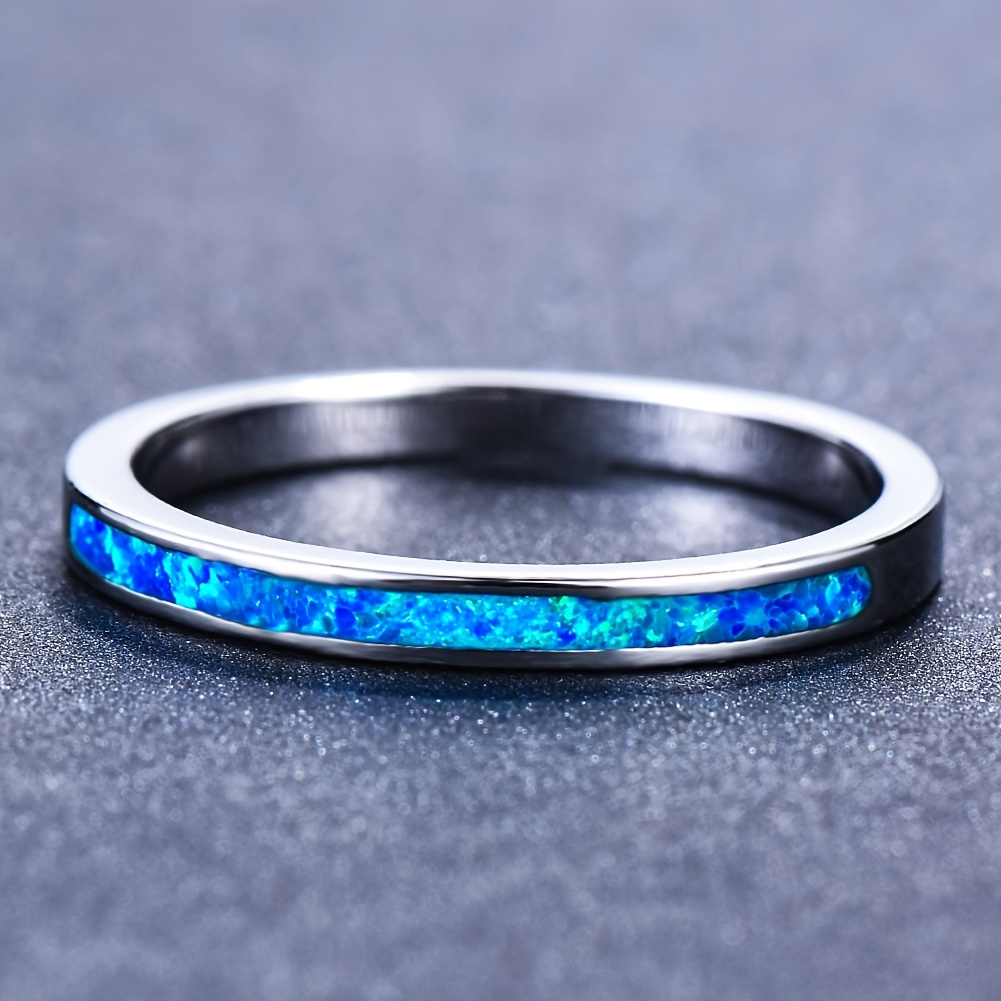 Mens white clearance opal wedding band