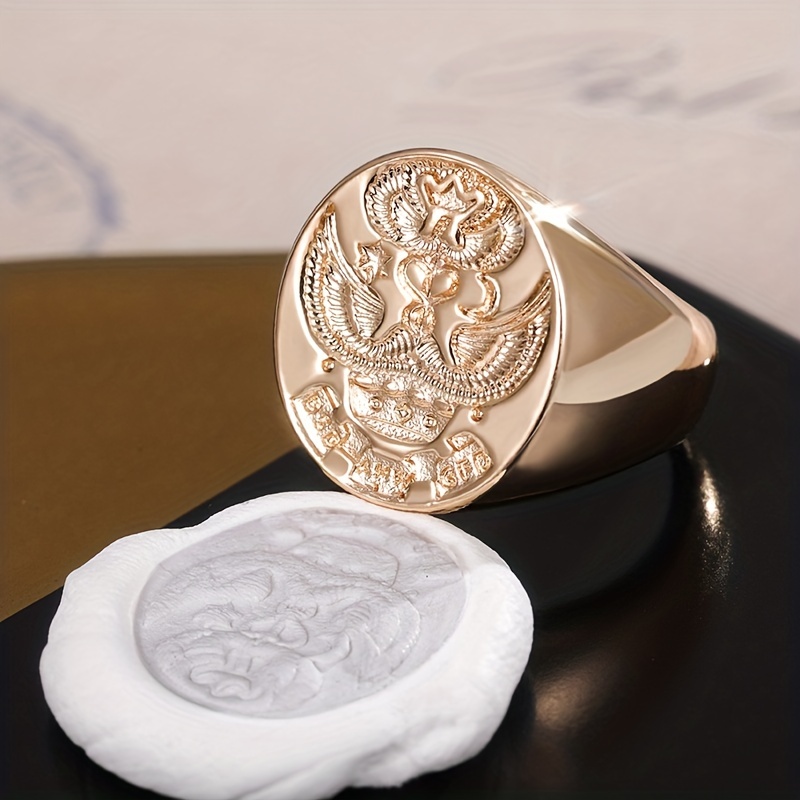 Men's Gothic Double Head Eagle Ring, Retro Punk Style