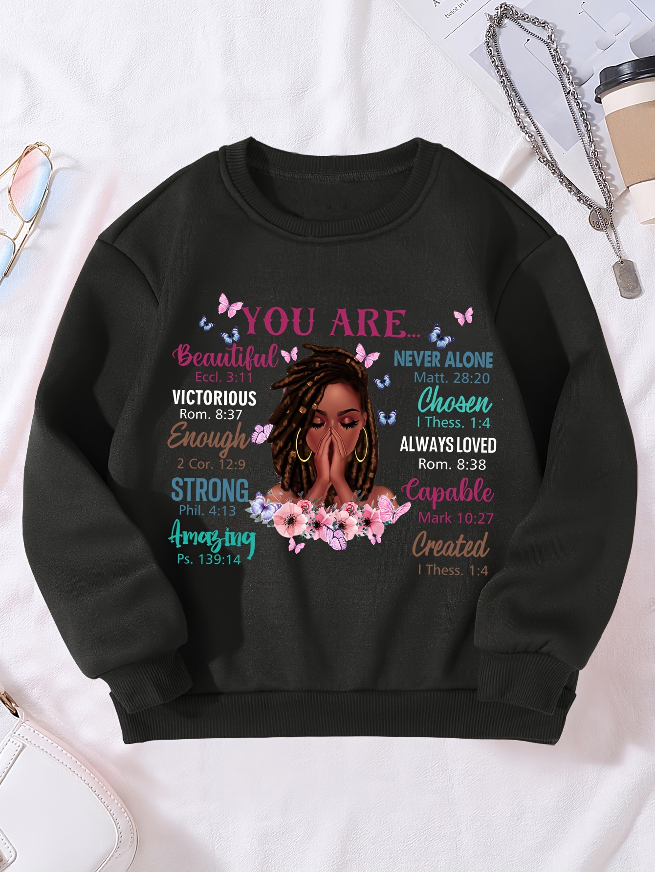 Black Girl Pattern Girls Pullover Long Sleeve Temu