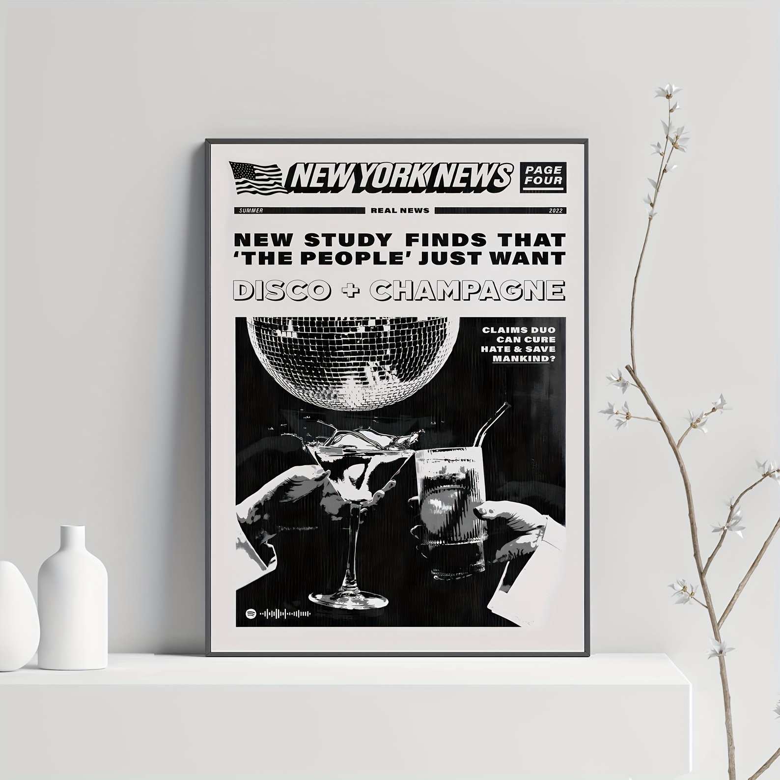 Vintage Newspaper Ads Black and White Typography Art Print by  YourSparklingShop