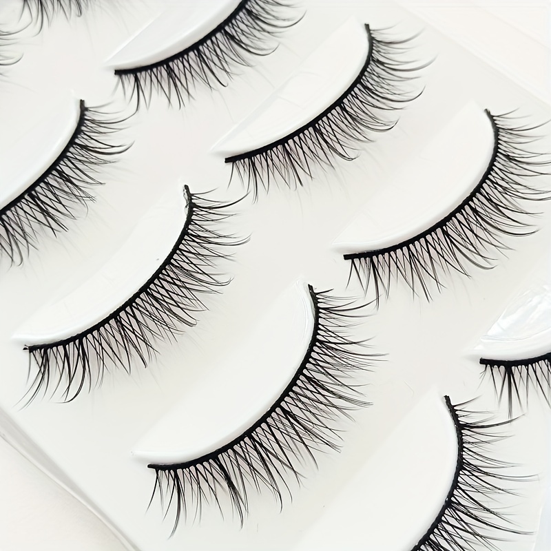 5 Pairs Natural Look False Eyelashes Fluffy Curling Crossed Lashes