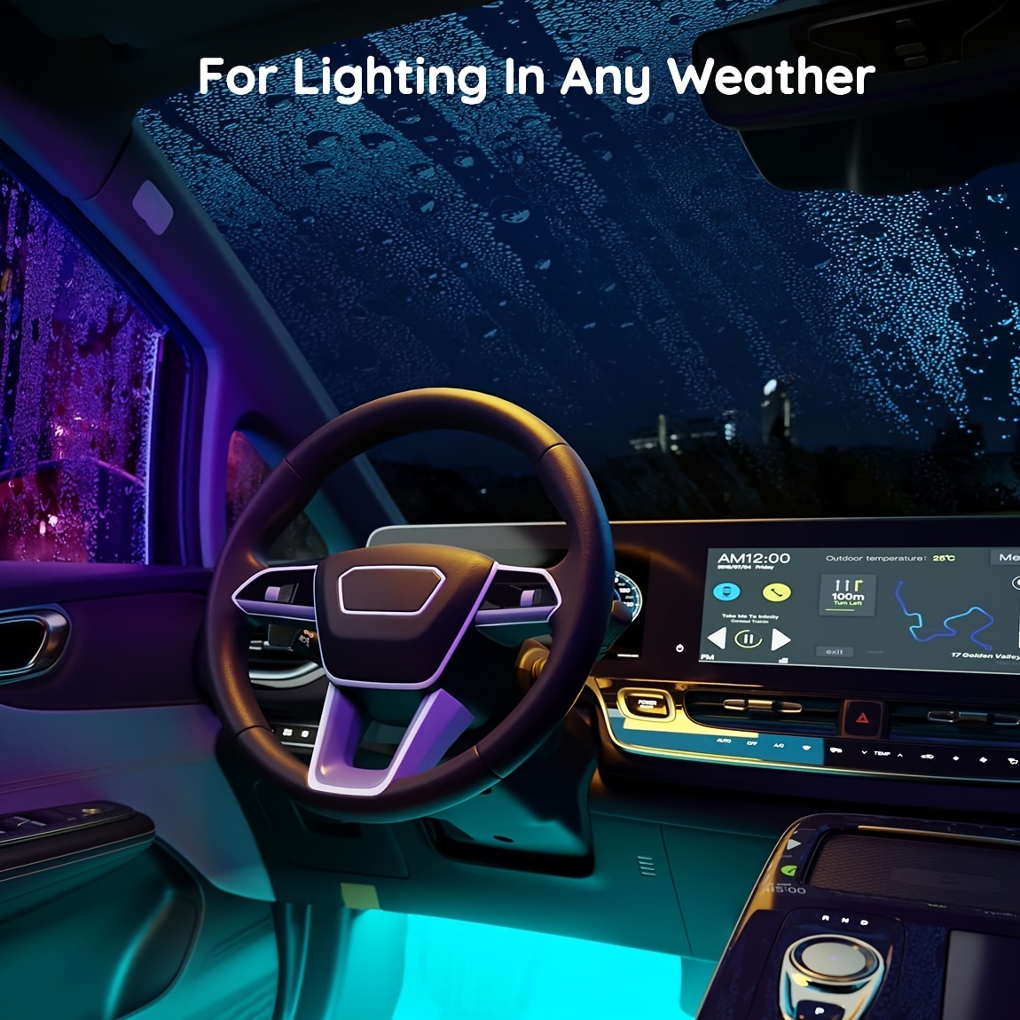 Smart Car Interior Lights RGB Multicolour Footwell Lights APP/Remote Music  Sync
