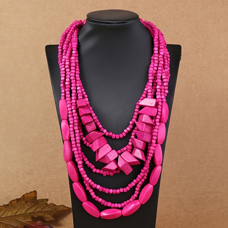 Mama Beaded Necklace Multi Rubber Disk