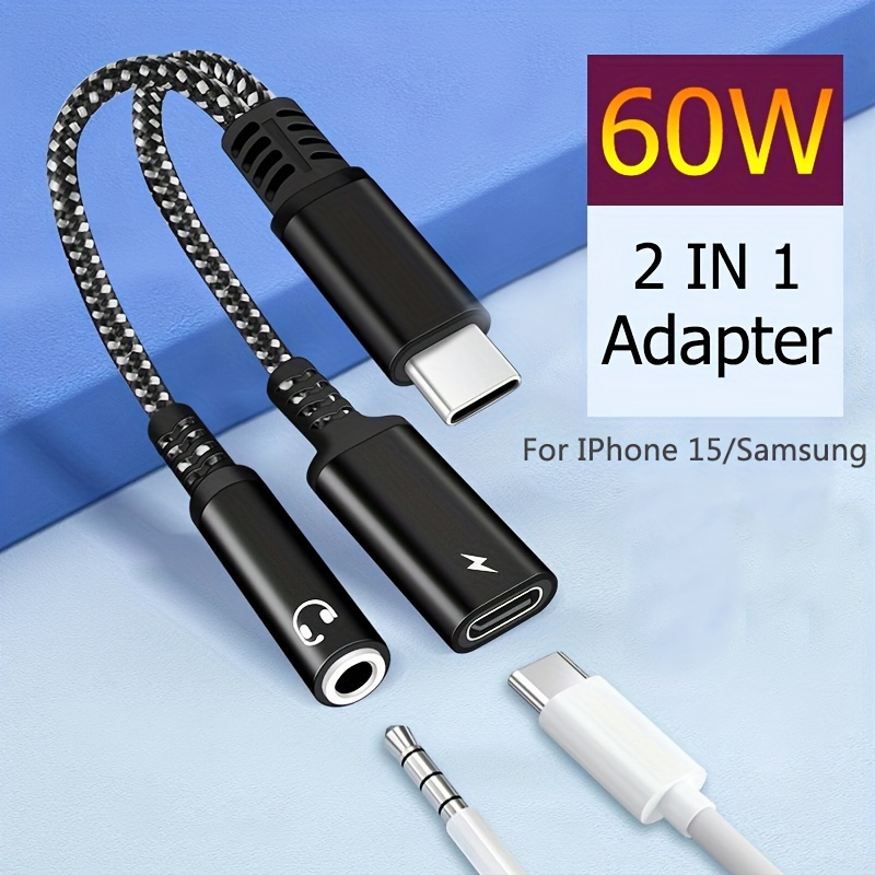  USB C to 3.5mm Headphone Charger Adapter Type C earphone Jack  AUX dongle Audio Fast Charging Cable Cord compatible for Samsung Galaxy for  Google for IPhone15 Pro Max Plus ipad 10、Air4/5、Mini6、Pro